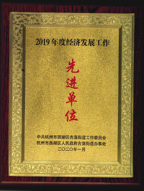 杭州競達榮獲2019年度經(jīng)濟發(fā)展工作先進單位獎牌